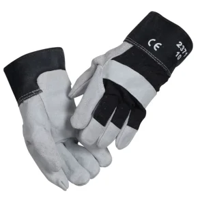 Oksespalthandske, m/stofmanchet & forstrkning str 10