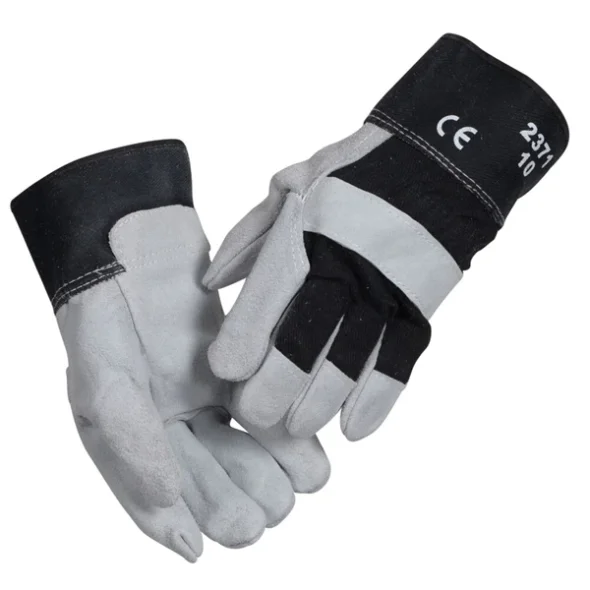 Oksespalthandske, m/stofmanchet & forstrkning str 10