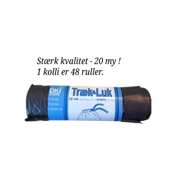 Skke med snoreluk gr, 44x50 cm 20my, 20 stk/rl