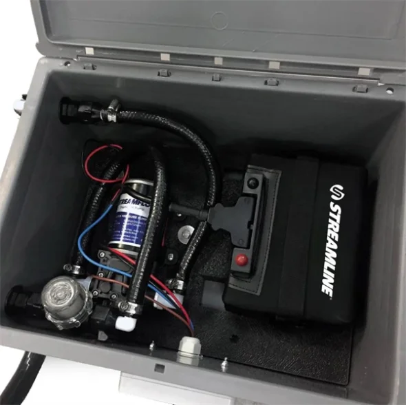 Streambox Mini Pump Kit 100psi with flow contr, lithiu + charger 