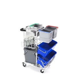 DIT Eco Basic, Mop-Box x2 / For-Fugt vogn, Universal Skholder, 3x 6L, m. Sort-Box 40L & vaskenet