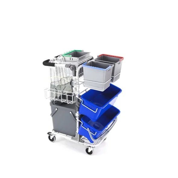 DIT Eco Basic, Mop-Box x2 / For-Fugt vogn, Universal Skholder, 3x 6L, m. Sort-Box 40L & vaskenet