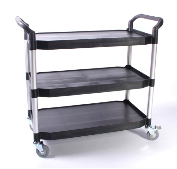 Bordvogn m/ 3 hylder, fiberplast, store