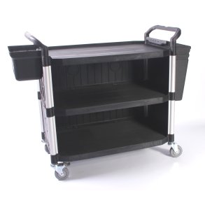 Lukket bordvogn m/ 3 hylder, fiberplast