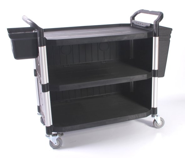 Lukket bordvogn m/ 3 hylder, fiberplast