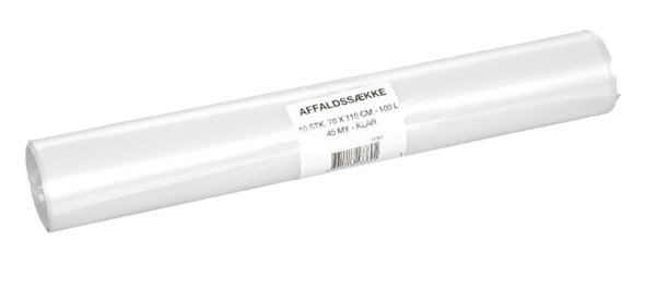 Sk, 110 l, klar, LDPE/genanvendt, 70x120cm