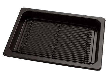 Bakke, Sort med lg., A-PET, 220x140x40mm, 400 stk/krt