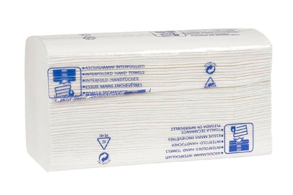 Hndkldeark hvid interfold 2 lags