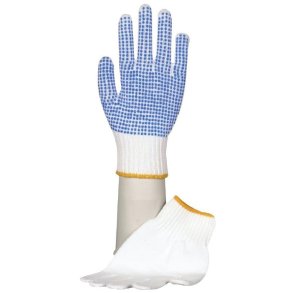 Handsker strik hvide med dubber, Str. M, 12 par