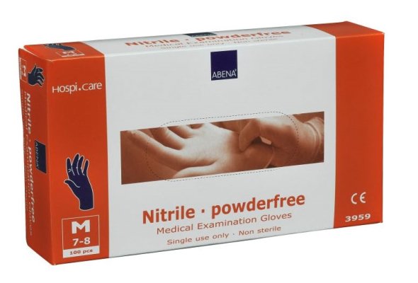 Nitrilhandsker, uden pudder Bl, Medium, 100 stk/pak - 100 pakker
