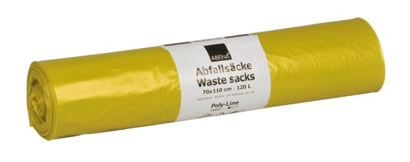 Affaldsskke Gul LDPE, 70 x 110 cm, 36 MY, 25 stk/rl