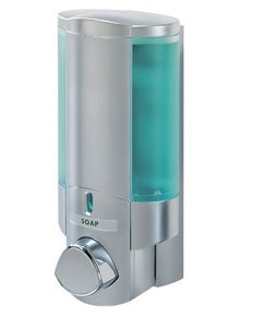 Dispenser s�be Hefe til p�fyldning. 350 ml plast St�l look